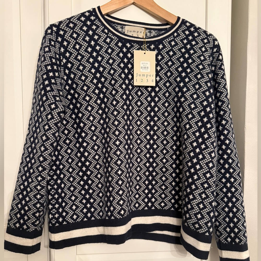 Black and White cashmere Patterned Sweater